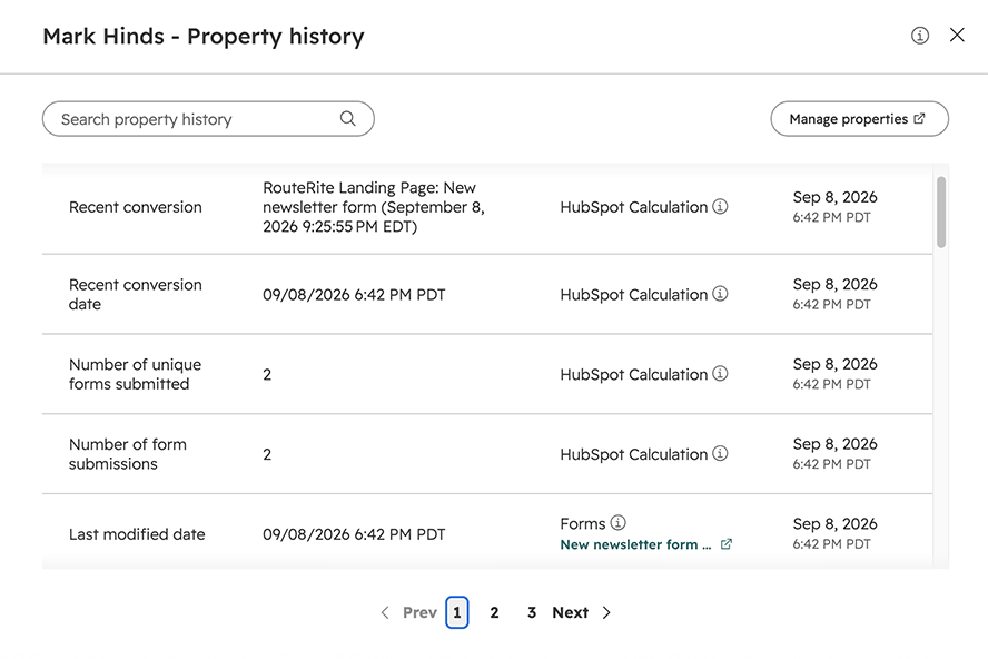 HubSpot Contact Record Example