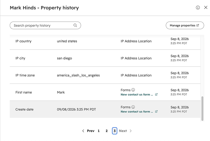 HubSpot Property History Example